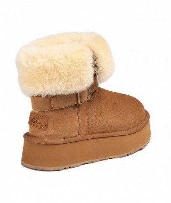 Stivaletti UGG da donna in peluche con plateau e cinturini