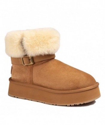 Stivaletti UGG da donna in peluche con plateau e cinturini