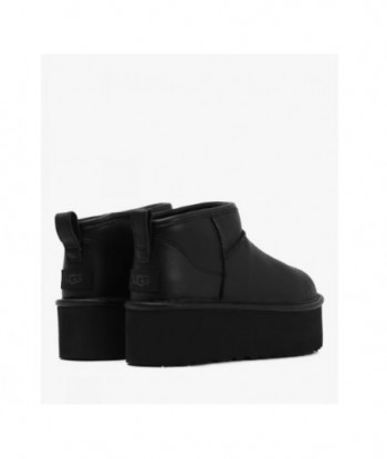 Stivali mini platform UGG in pelle nera