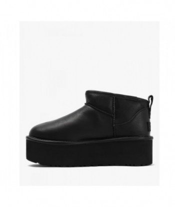 Stivali mini platform UGG in pelle nera