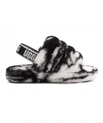 UGG Fluff Yeah - pantofole per bambini, peluche (bianco e nero)