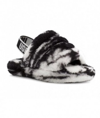 UGG Fluff Yeah - pantofole per bambini, peluche (bianco e nero)