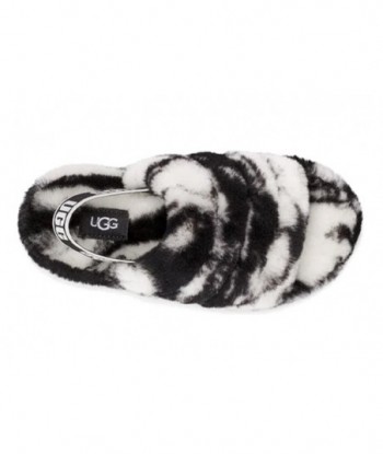 UGG Fluff Yeah - pantofole per bambini, peluche (bianco e nero)