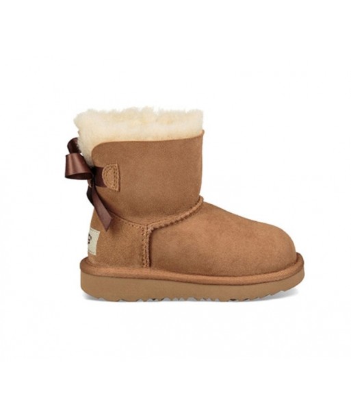 UGG Mini Bailey Bow II, stivali marroni con fiocco da bambino foderati in lana